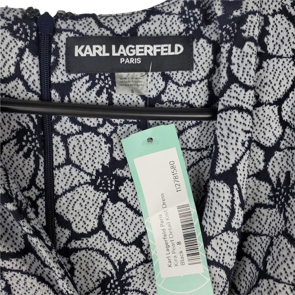 Karl Lagerfeld Stitch Fix Kira Pearl Detail Knit Dress Floral V Neck Sleeveless - Picture 6 of 7